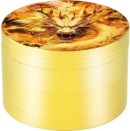 Sytranrein Herb Grinder, 2.5'' 4 Parts Golden Metal Grinder with Pollen Catcher,Portable Grinder for Dry Herb and Spices(Golden)