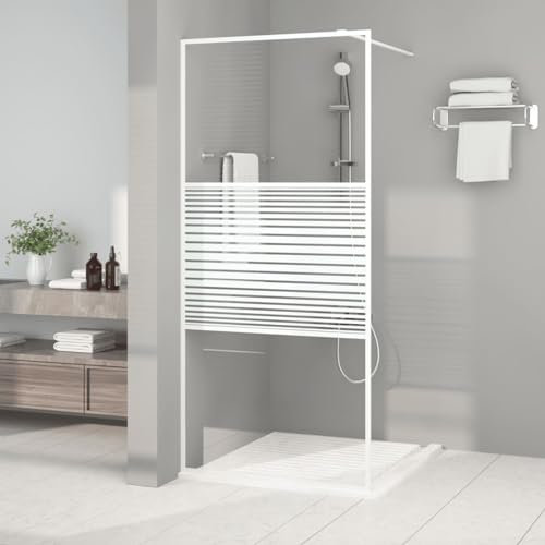 Sufrk Duschwand für Begehbare Dusche Weiß 90x195 cm ESG-Klarglas Duschabtrennung Badewanne