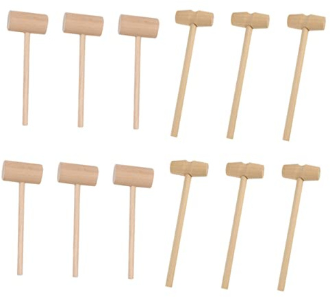 MOTHNUR 30pcs Mini Wooden Hammer Mallets for Crab Lobster Seafood Solid Round Oval Crab Hammers for Cake Baking Parties