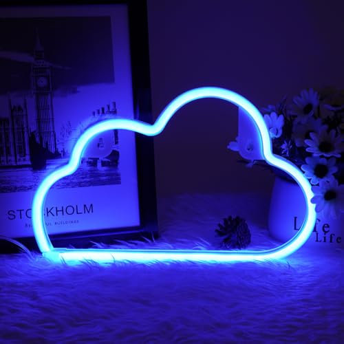 AOOTE Cloud Neon Sign, LED Cloud Light, Wall Decor, Home Art, Neon Night Light, Battery or USB Powered