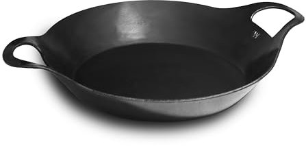 FeuerWerk-Wastl hochwertige Eisenpfanne mit beidseitigem Henkelgriff, schmiedeeiserne Pfanne, Bratpfanne, Herdarten geeignet (25cm)