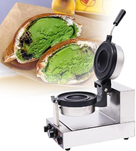 Machine à hamburgers,Machine à hamburger à presse électrique, Gaufrier à hamburgers, Plaques antiadhésives en acier inoxydable belge 1200W, Chauffage double face, Rotation à 180°, Dual-220V