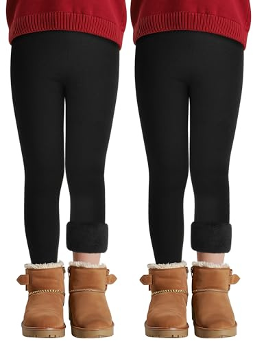 Ruisita 2er Pack Thermo Leggings Mädchen Gefütterte Winter Leggins Mit Fleece Kinder High Waist Thermounterwäsche Dicke Warm Lange Hose Strumpfhose