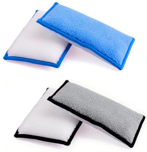 4 Pcs Scrubber Detailing Pads – Double-Sided Car Cleaning Sponges for Interior & Exterior Use, Reusable Microfiber Pads for Polishing & Detailing