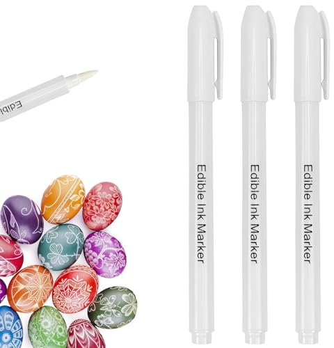 3 Feutres Stylo Alimentaire Blanc – Feutre Encre Comestible pour Chocolat, Biscuits, Fondant & Gâteaux – Spécial Surfaces Foncées – Stylo de Décoration Blanche Sécurisée