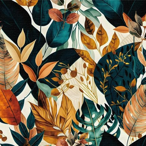 Tropical Leaf Wallpaper,44 x 300cm Tropical Palm Peel and Stick Wallpaper Blue and Yellow Boho Self Adhesive Botanical Plants Wall paper Self Adhesive Furniture Wrap for Living Room,Bathroom,Cabinet