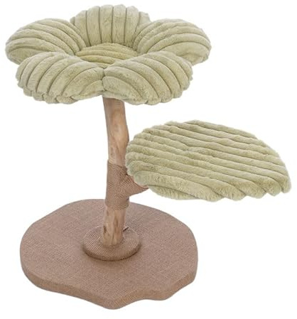 TIAKI Nature Flora - Árbol rascador compacto para gatos, cama acolchada con pétalos curvos, tronco de madera envuelto en sisal, altura: 63 cm