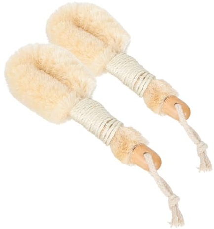 iplusmile 2 Stück Natürliche Sisal Fasern Badebürste mit Ergonomischem Holzgriff Sanfte Peeling Körperbürste für Effektive Hautexfoliation und Verbesserte Durchblutung für Dusche und Bad