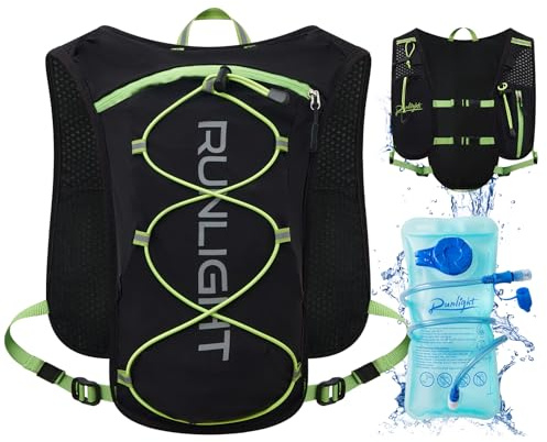 Runlight Gilet da corsa per uomo e donna, cinghie pettorali regolabili, gilet idratante da corsa, con borraccia da 1500 ml
