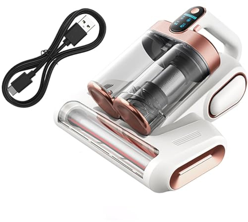 Aspiradora de colchón de Mano de Mano inalámbrica, succión Fuerte de 17kpa, luz UV 4 en 1, Filtro Hepa, Cabeza Ancha para la Limpieza de tapicería para el Auto de la Cama White