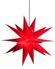 ZICOM LED Riesen Dekostern Weihnachtsstern Stern mit 18 Zacken wetterfest, rot Ø 40cm, Innen und Außen für Weihnachten, Hochzeiten, Party, Dekoration, Geschenkidee, E14 Fassung 230V 50Hz