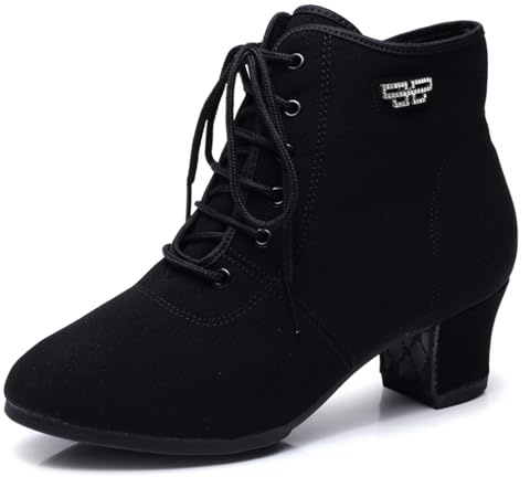 Hiuzylqx Zapatos de Baile para Mujer, Zapatos de Latino con tacón de 3 cm para Entrenamiento Latino de Salsa,Black Full Rubber Sole,40 EU