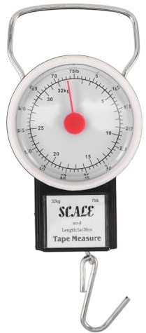 BUGUUYO Bilancia Portatile a Molla Sospesa da 32 Kg Bilancia Multiuso Meccanica Quadrante Facile da Leggere Pesa-Borse per Viaggi e Attività all'Aperto