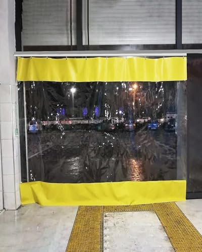 Outdoor Vorhang Wetterfest Transparent Isolierter PVC-Garagentrennvorhang Schiebeschiene, Sichtschutz Terrasse/Pergola Innen Außenbereich, Wasserdichte Staubdichte Raumteiler(W5.5xH1.5m/18x5ft)