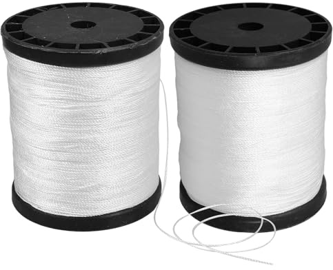 Gatuida Hilo de Nailon para Construcción y Albañilería, Cuerda Duradera de Nylon de Color Claro, Resistente al Desgaste, para Uso en Jardinería y Obras, 2 Rollos de 0,195 Kg, Cordel