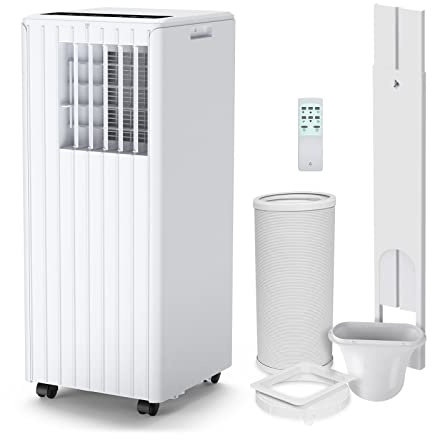 4-in-1 Portable Air Conditioner & Dehumidifier 7000 BTU-24 Hour Timer & 2 Fan Speeds, Dual Digital Display, Low Energy, Low Noise,