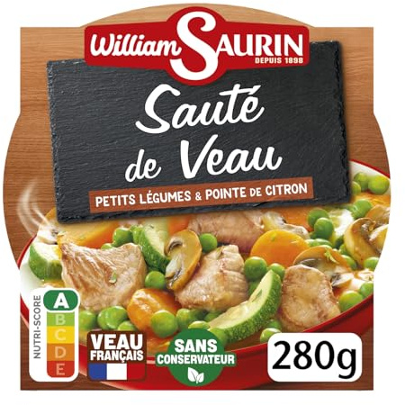 WILLIAM SAURIN Sauté de Veau Petits Légumes et Pointe de Citron, Plat Cuisiné 280g, Sans Conservateur, Viande Française - Lot de 3