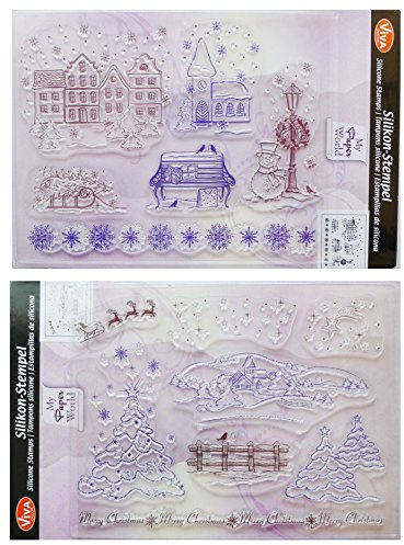 Viva Decor Silikonstempel 2er Set Weihnachtsstadt und Weihnachtslandschaft