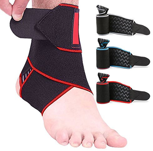 SZPLUS Knöchelbandage, Fußgelenkstütze Knöchelstütze elastisch Atmungsaktive Verstellbare Sprunggelenk Unterstützung für Kampfsport, Ballsport, Laufen usw. (Rot)