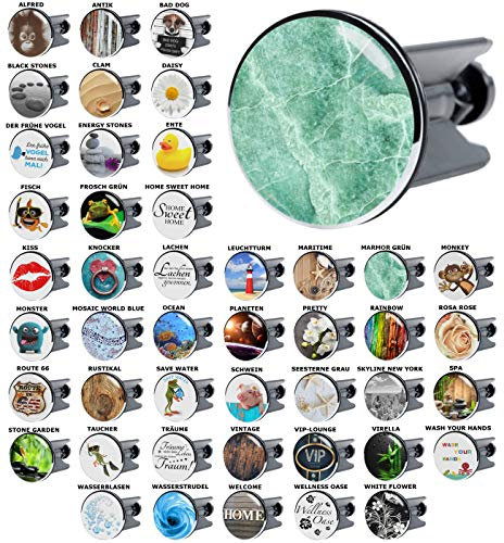 Sanilo Waschbeckenstöpsel, viele schöne Stöpsel für das Waschbecken zur Auswahl, universal mit Motiv (Marmor Grün)