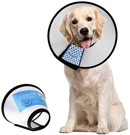 Supet Dog Cone Collar to Stop Licking, Comfortable Elizabeth Recovery Collar for Large Medium Dogs After Surgery, Soft Pet Neck Head Cone Alternative（L）