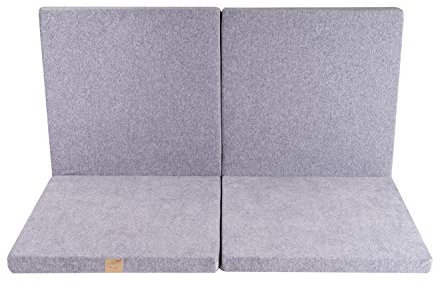 MeowBaby 120x120cm Spielmatte für Kinder Quadrat Bodenmatratze Baby Kinderteppich Klappmatratze Spielteppich Spielzelte Faltbare Matte Spielmatratze Kinderzimmer Made in EU Hellgrau