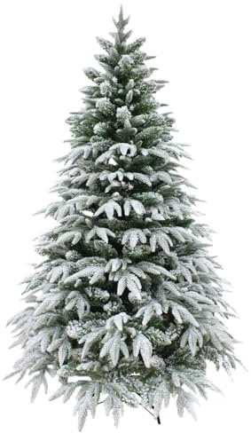 10ft/3m Lapland Fir Snow Covered Bushy Artificial Christmas Tree Flocked 2521 PE/PVC Tips Hinged Branches Metal Stand Xmas Home Snowy Decorations