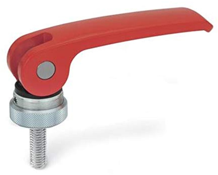 Tenditore eccentrico rosso, 82 mm di lunghezza, rondella di appoggio, vite M8, 50 mm