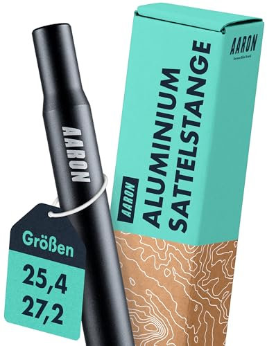 AARON Tube Sattelstange mit 27,2 mm Durchmesser, Aluminium Sattelrohr mit 350 mm Länge, Sattelstütze für Cityrad, Trekkingrad und Tourenrad mit Skala in schwarz