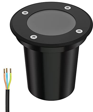 ledscom.de Recessed Floor Light BOLI for Outdoors, IP67, Black, Round, 108mm Ø, 1x GU10 max. 15W, Frosted