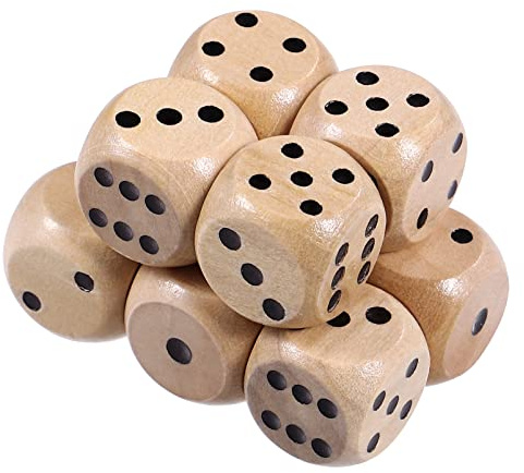 Toddmomy Set di dadi in legno a 6 facce dadi 10 pezzi dadi in legno 16 mm dadi con numeri 1-6 set di dadi in legno favori del partito per giochi da tavolo