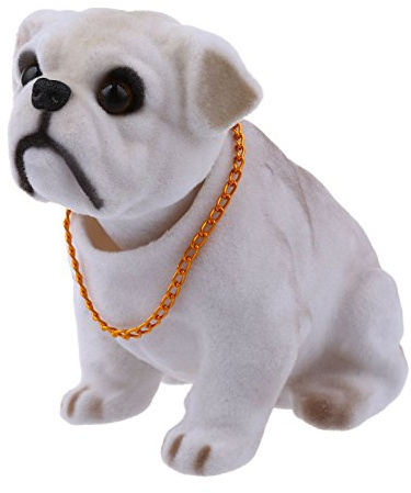 Lodokdre White Light Gray Shaking Head Nodding Bulldog Dog Decoration for Car