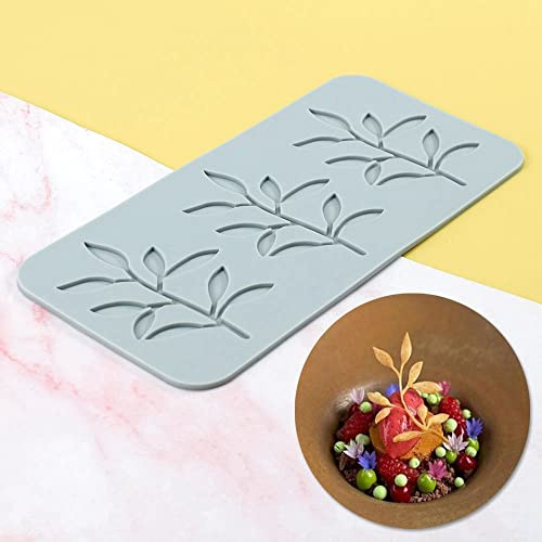 TUKE Moldes de silicona de hojas 3D para tartas de flores, fondant, hojas de abeja, moldes de repostería, impresión de rosa, molde de encaje hueco de chocolate (hoja_8.2 x 3.8 x 0.1 pulgadas_I)