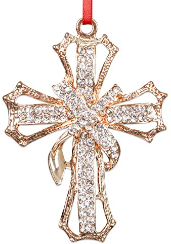 WaaHome Metal Cross Christian Christmas Ornaments - Religious Christmas Ornament Gifts for Women Girls Mom, 2026 Cross Keepsake Ornament Nativity Ornaments for Xmas Tree Decorations