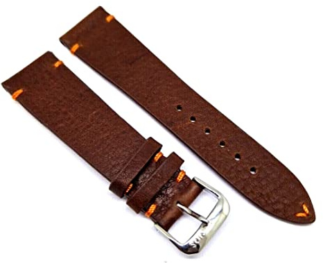 Rios Uhrenarmband Havanna Vintage Leder Rindsleder 22mm braun mit oranger Naht