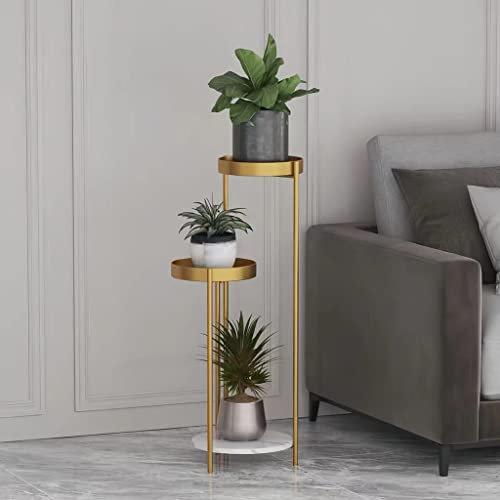 GIZNXBA Blumenständer Fensterbank 3-stöckiger Blumenregal Outdoor 35'' Eck-Pflanzenregal Modernes Pflanzentreppe Blumentreppe Für Balkon Wohnzimmer Garten (Color : /Gold B)