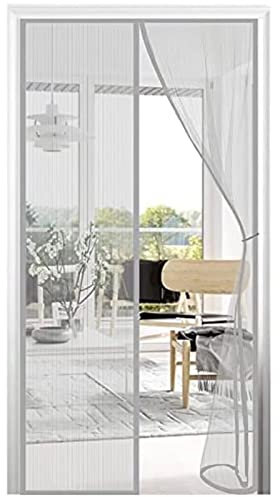 Tür-Moskitonetz, 210x250cm, Fliegengitter, Vorhang, Anti-Fliegen-Vorhang zum Kleben, ohne Perforation, für Balkontür, Terrasse, Wohnzimmer, Grau, personalisierbar