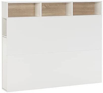 Zeus Kopfteil, 95 cm, mit Stauraum, Weiß, 2 Türen, 9 Fächer
