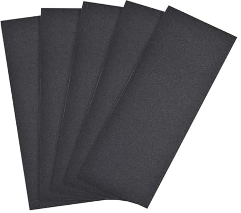 MACHSWON 9 x 3.6inch Wet Dry Silicone Carbide Paper Waterproof Sandpaper for Wood Furniture Finishing, Metal Sanding 5pcs 220 Grits