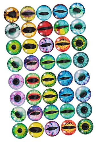 Anneome 50pcs Time Gem Glass Patch Glass Cabochons Animal Eye Time Gem Evil Eye Flatback Pendants for Necklaces DIY Jewelry Charms Accessories Animal Cabochon Pebble