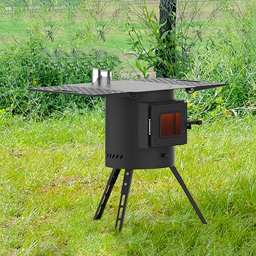 YUGXTH Poêle À Bois D'extérieur, Poêle À Bois de Camping Pliable Portable avec Pieds Allongés et Panneaux Latéraux, Réchauds de Tente, Poêle de Chauffage pour Camping en Plein Air
