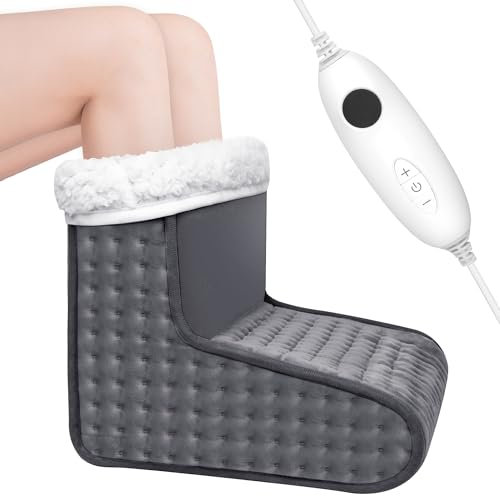 Comfier Scaldapiedi elettrico con 6 impostazioni di temperatura, spegnimento automatico e protezione da surriscaldamento, riscaldamento rapido dei piedi, peluche, lavabile, regalo per mamma papà