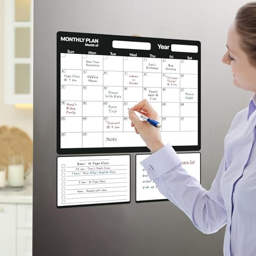 SVNOOC Planungstafeln Trocken abwischbares Kalender-Kit Wochenplaner Monatsplaner 35 x 25 cm enthält 2 Schreibblöcke und 2 Marker, geeignet für alle glatten Oberflächen