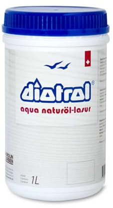 Diotrol Aqua Naturöl-Lasur Ebenholz | 1 Liter Profi Holzlasur wasserbasiert für Außen & Innen | Zweifacher UV-Schutzmechanismus | Frei von Bioziden und VOC | Auch für Kinderspielzeug geeignet