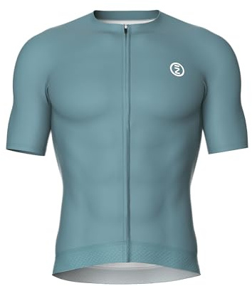 INBIKE Fahrradtrikot Herren Radtrikot Rennrad Trikot Fahrradbekleidung Summer Kurzarm mit 3 Taschen Men's Jesery Atmungsaktiv Elastisch UV-Protect Schnell Trocknend Blau,2XL