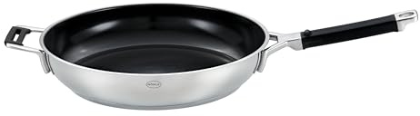 RÖSLE SILENCE PRO ProCeraPlus Bratpfanne Ø 32 cm, Antihaft & Robust - Hitzebeständig bis 260 °C, Keramikversiegelung, Edelstahl 18/10, Silberfarben/Schwarz, 60 x 33,5 x 9,7 cm
