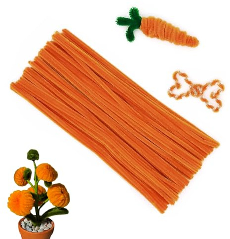 Tikyoary 100 Stück Orange Pfeifenputzern,Pfeifenreiniger-Kit Chenilledraht für Blumen,Tiere oder,DIY-Bastelprojekten und Dekorationen