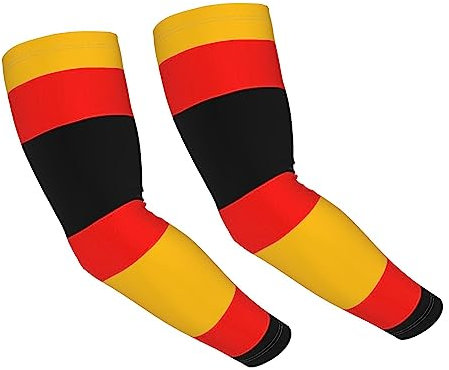 WYYDPPLK Deutschland-Flaggen-Druck für Erwachsene, Eisseide, Sonnenschutz, Armstulpen - Vollrahmen-Druckdesign mit überlegener Elastizität und kühlendem Effekt, Schwarz , One size