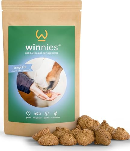 winnies Complete Nahrungsergänzung Pferde-Kekse - All-in-One-Futter: Mineralien, Spurenelemente, Vitamin-Komplex hochdosiert – Rundumversorgung Selen Zink Pferde Ergänzungsfutter – 1 kg