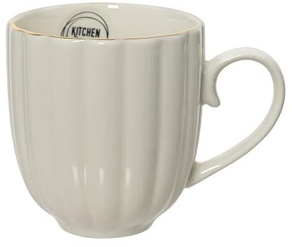 Tasse Porzellan 10cm - gerillte 400ml Teetasse mit Henkel - Porzellantasse als Teebecher Kaffeetasse Kaffeebecher Keramiktasse - Keramik Tassen Becher & Geschirr als Geschenk - Creme Weiß